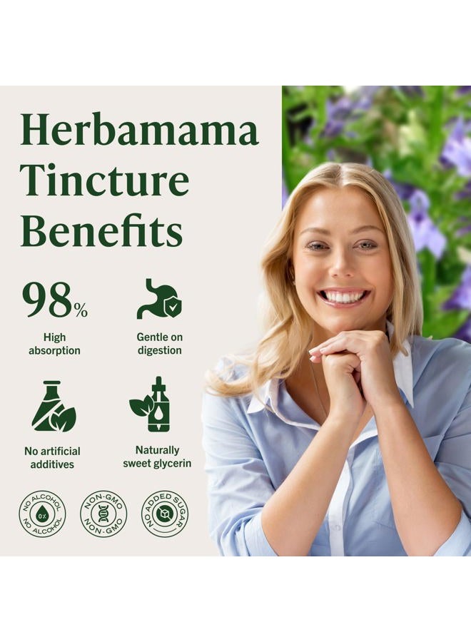 HERBAMAMA Lobelia Liquid Extract - Organic Herb Tincture Supporting Lung, Muscle & Joint Function - Natural Herbal Drops for Mood & Stress Relief - Vegan Supplement, No Sugar or Alcohol - 2 fl. Oz - Image 5