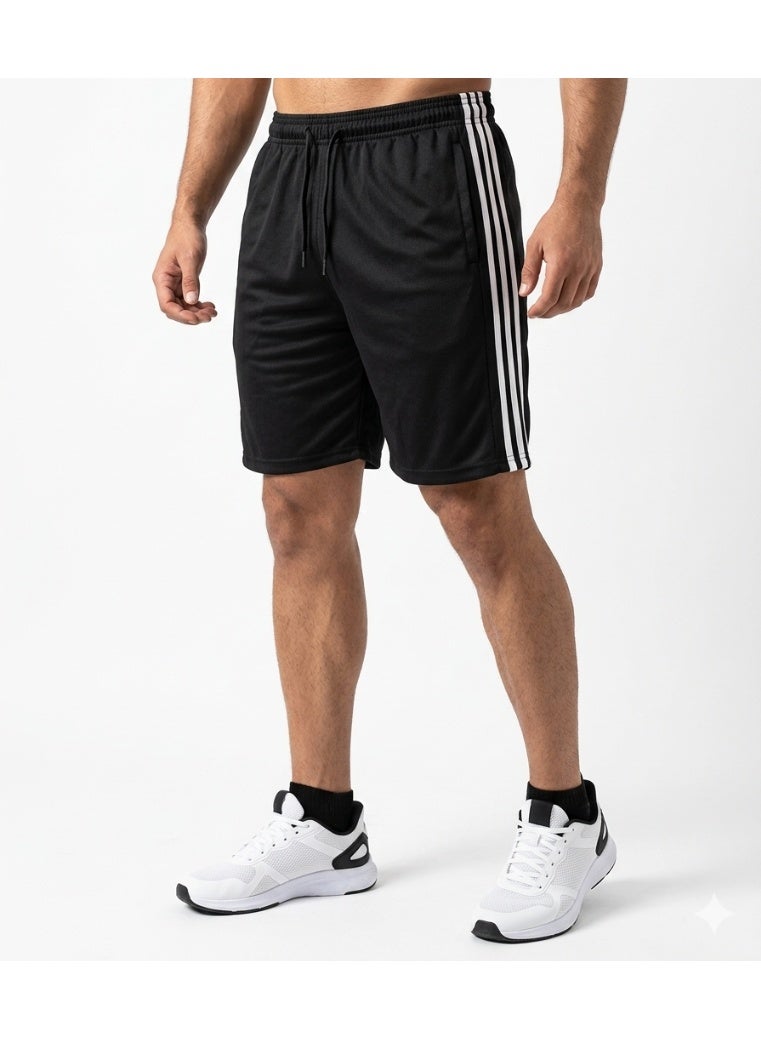 Premium Men’s Performance Athletic Shorts, Black and White