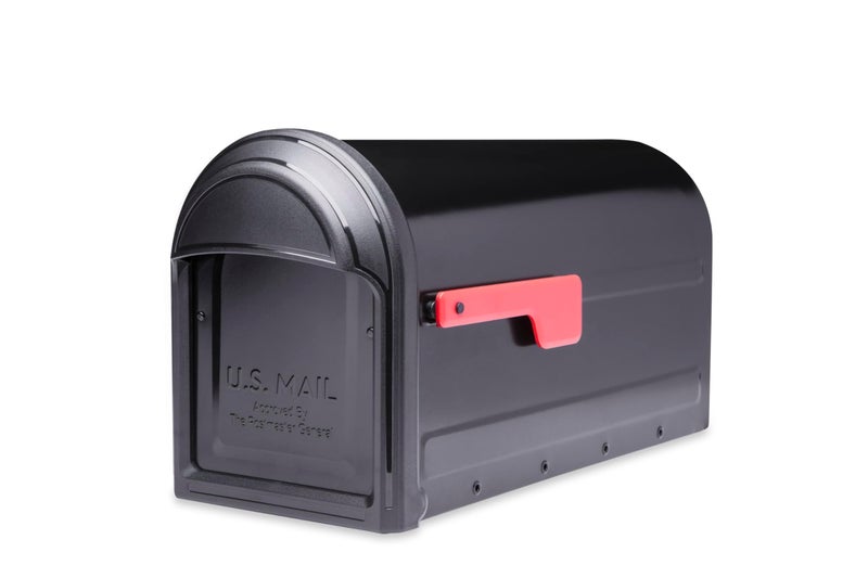 Architectural Mailboxes Barrington Heavy Duty Steel Metal Post Mounted Mail Box for Outside Black Large Curbside Mailbox with Magnetic Latch