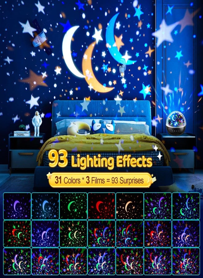 Staryou 【Gift Box】 Kids Night Light Projector, 【3 Films & 93 Colors】 3 Year Old Boy Toys, [5 Brightness & Remote Control] 3 Year Old Boy Birthday Gift, Rotate Christmas Gifts for Kids Gifts - Image 3