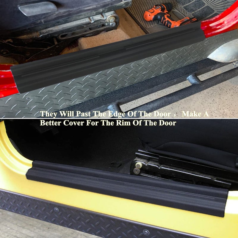 YOCTM 2PCS Car Door Sill Protector,Anti-Scratch Door Protector Edge Guards Compatible with Jeep Wrangler TJ 97-06 Interior Accessories Full Protection Door Sill Plate - Image 3
