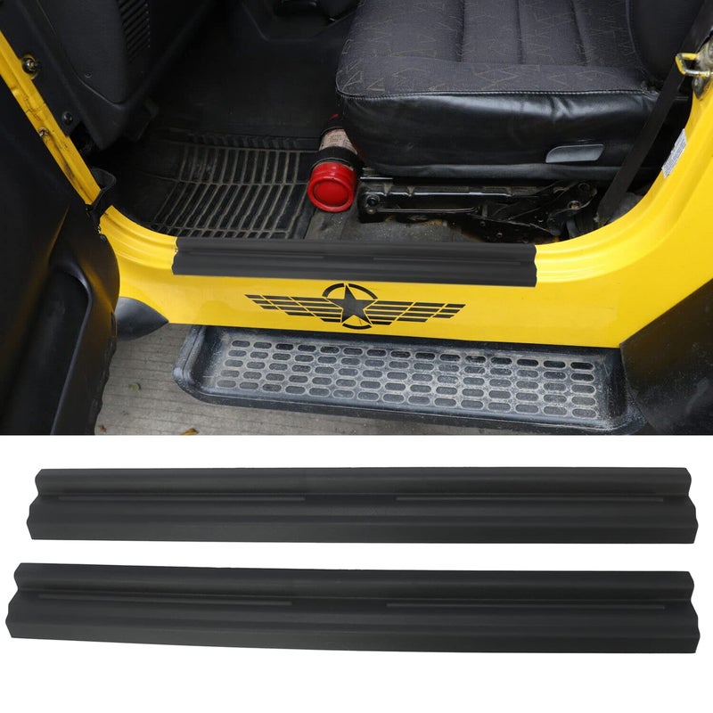 YOCTM 2PCS Car Door Sill Protector,Anti-Scratch Door Protector Edge Guards Compatible with Jeep Wrangler TJ 97-06 Interior Accessories Full Protection Door Sill Plate - Image 1