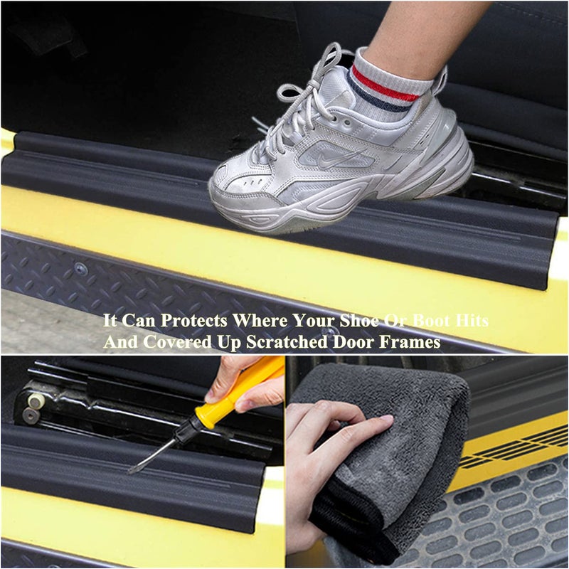 YOCTM 2PCS Car Door Sill Protector,Anti-Scratch Door Protector Edge Guards Compatible with Jeep Wrangler TJ 97-06 Interior Accessories Full Protection Door Sill Plate - Image 4