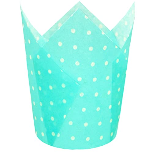 QLSmypkg Large Muffin Greaseproof paper Baking cupcake cups 214 x 4 Blue printed with Polka Dot Tulip Baking CupLarge 125pcs