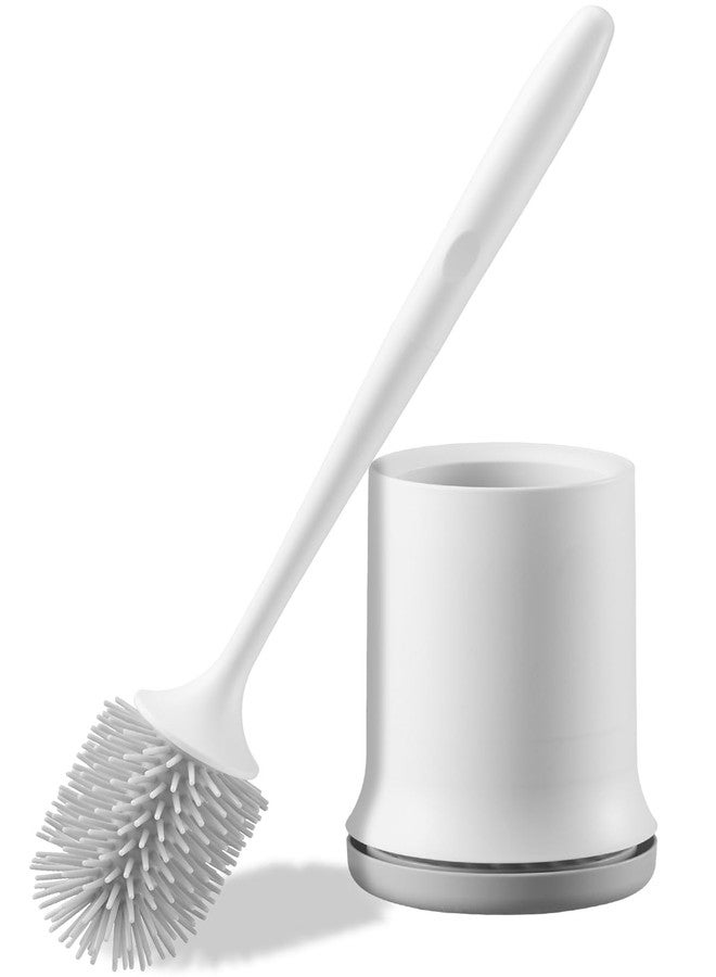 VEVOR Toilet Brush and Holder Set, Toilet Bowl Brush and Holder with Comfortable PP Handle, Compact Bathroom Scrubber Cleaner, Deep Cleaning and Drip-Proof, for Bathroom, RV & Toilets (White & Grey) - Image 1