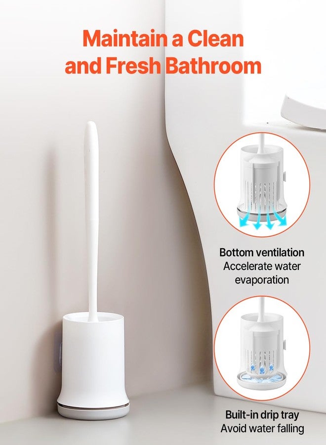 VEVOR Toilet Brush and Holder Set, Toilet Bowl Brush and Holder with Comfortable PP Handle, Compact Bathroom Scrubber Cleaner, Deep Cleaning and Drip-Proof, for Bathroom, RV & Toilets (White & Grey) - Image 5