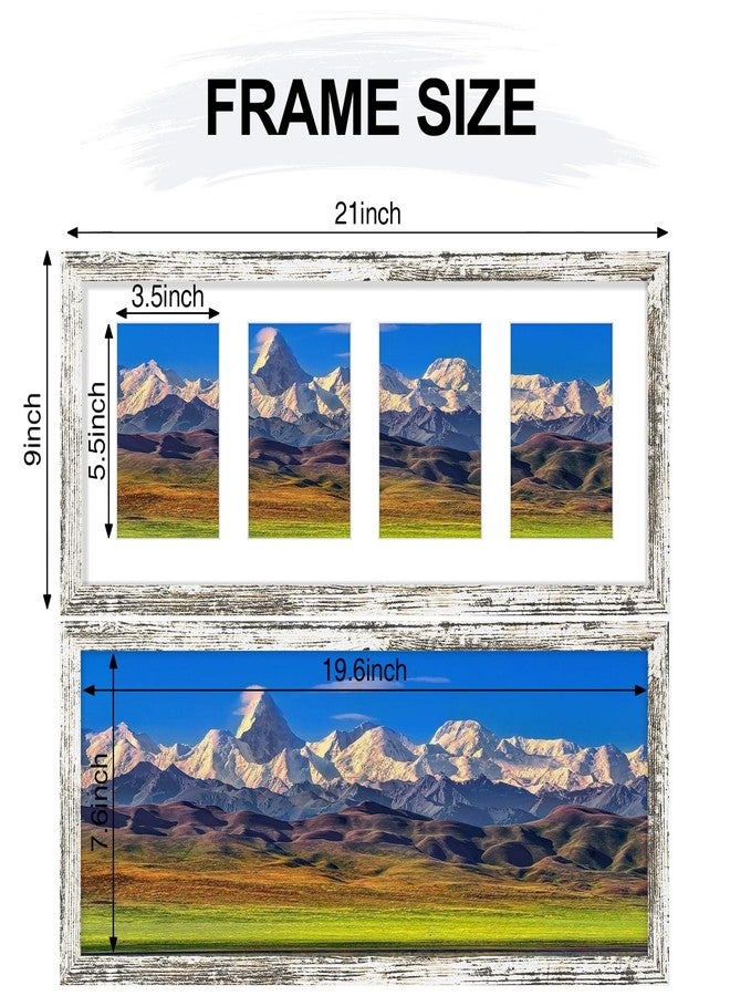 Vittanly إطار صور مجمعة من فيتانلي، مقاس 8×20 بوصة، يعرض 4 صور مقاس 4×6 بوصة مع إطار داخلي أو صورة واحدة مقاس 8×20 بوصة بدون إطار داخلي، ديكور حائط مجمع للصور، مناسب للعرض الأفقي أو الرأسي، لون أبيض عتيق، عبوة واحدة - Image 5