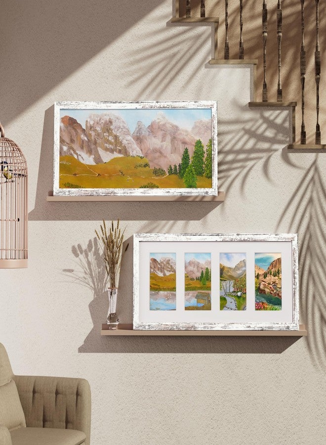 Vittanly إطار صور مجمعة من فيتانلي، مقاس 8×20 بوصة، يعرض 4 صور مقاس 4×6 بوصة مع إطار داخلي أو صورة واحدة مقاس 8×20 بوصة بدون إطار داخلي، ديكور حائط مجمع للصور، مناسب للعرض الأفقي أو الرأسي، لون أبيض عتيق، عبوة واحدة - Image 3