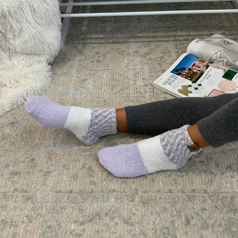 BEARPAW Ladies 6 Pair Pack Cozy Super Soft Warm Lounge Socks Multi Color Patterned Ankle and Low Cut, Lavender Frost - Image 2