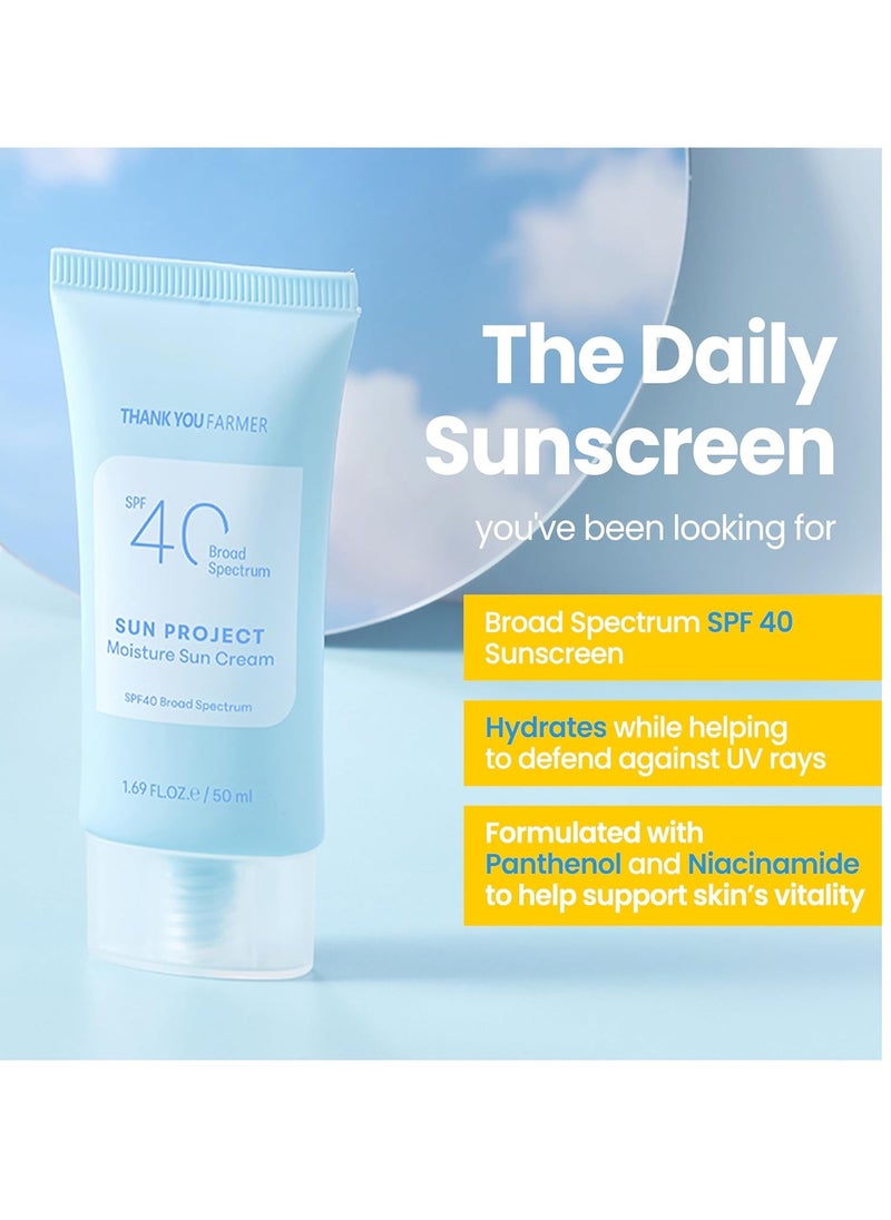 THANKYOU FARMER THANKYOU FARMER Sun Project Moisture Sun Cream SPF 40 - Korean Facial Sunscreen with Panthenol - Fragrange Free, Broad Spectrum, Dermatologist Tested, Moisturizing, No White Cast 1.69 fl oz  - Image 3