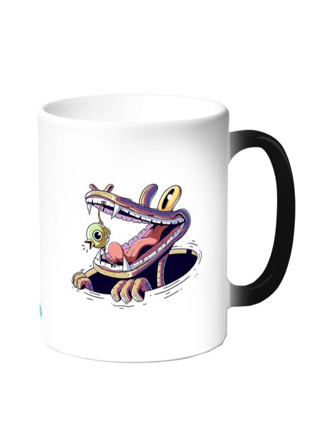 RYN Crocodile And Sparrow Printed Coffee Mug White/Black 11ounce