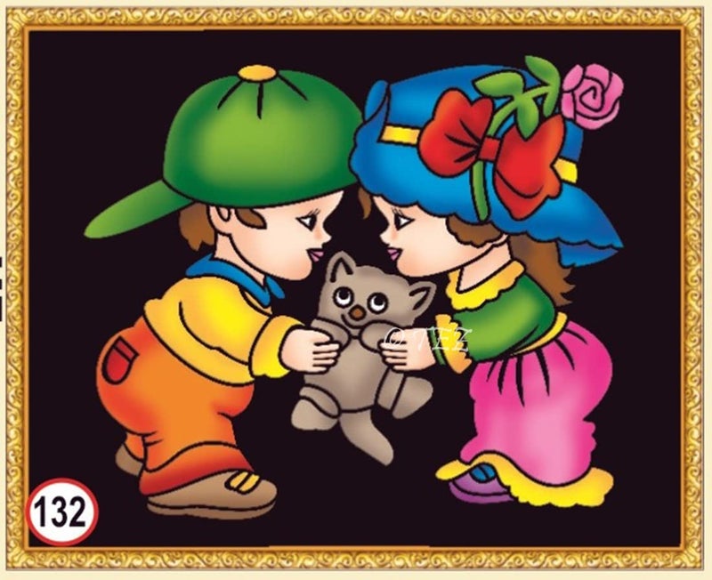 Tez DIY - Emboss Painting Kit, Baby Love, Medium(13x19 inch), Design No. 132 - Image 1