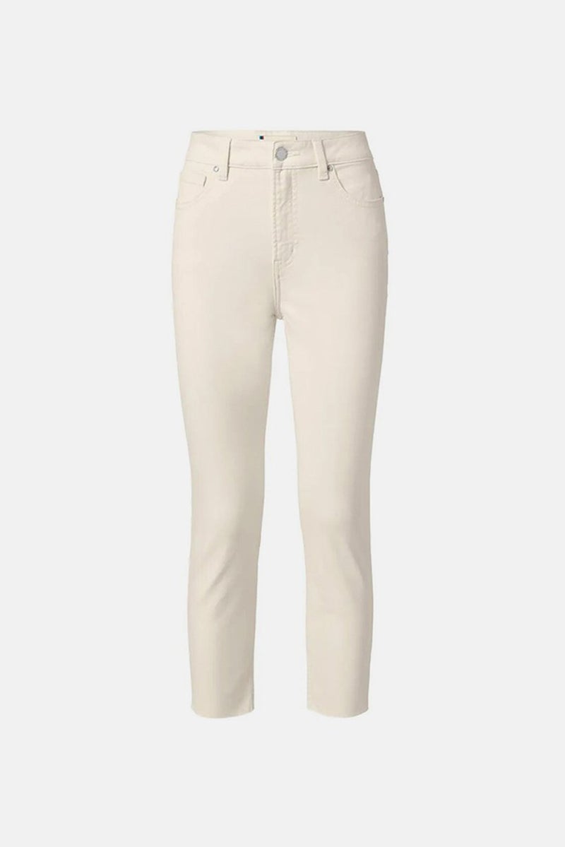 Tchibo Women Straight Fit Plain Straight Leg Pants, Cream  - Image 3
