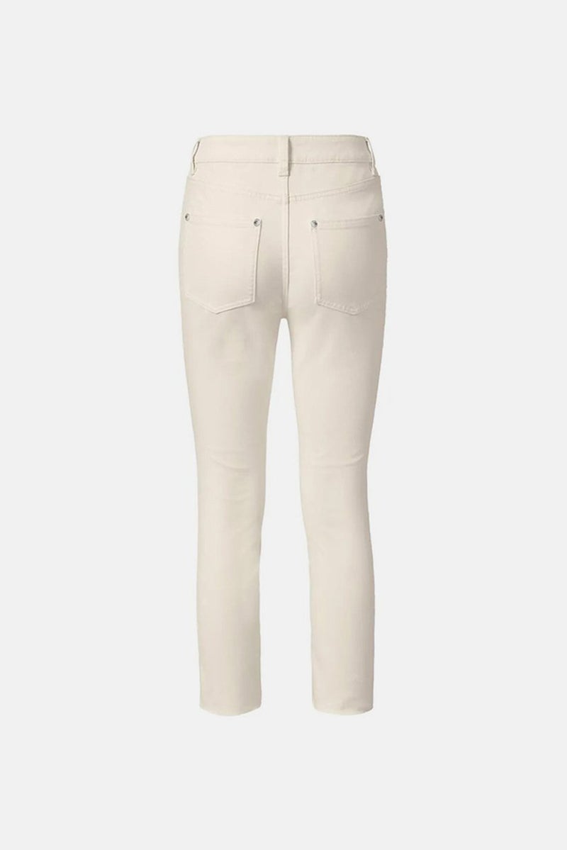 Tchibo Women Straight Fit Plain Straight Leg Pants, Cream  - Image 2