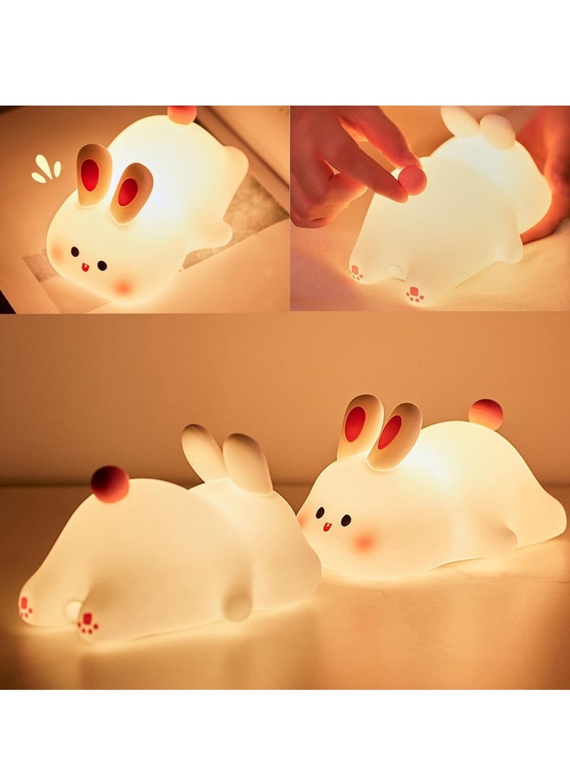 JAJEEK Cute Rabbit Night Light for Kids – Dimmable Silicone LED Night Light with Touch Control, USB Rechargeable, Perfect for Baby Girls Room Decor, Nursery Bedside Lamp - Image 4