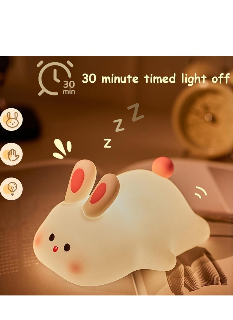 JAJEEK Cute Rabbit Night Light for Kids – Dimmable Silicone LED Night Light with Touch Control, USB Rechargeable, Perfect for Baby Girls Room Decor, Nursery Bedside Lamp - Image 2