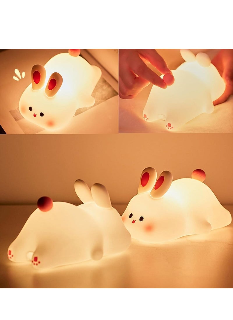 JAJEEK Cute Rabbit Night Light for Kids – Dimmable Silicone LED Night Light with Touch Control, USB Rechargeable, Perfect for Baby Girls Room Decor, Nursery Bedside Lamp - Image 5