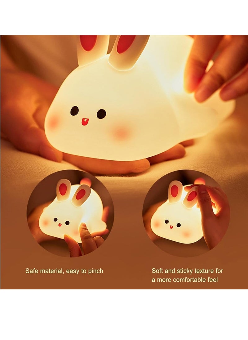 JAJEEK Cute Rabbit Night Light for Kids – Dimmable Silicone LED Night Light with Touch Control, USB Rechargeable, Perfect for Baby Girls Room Decor, Nursery Bedside Lamp - Image 3