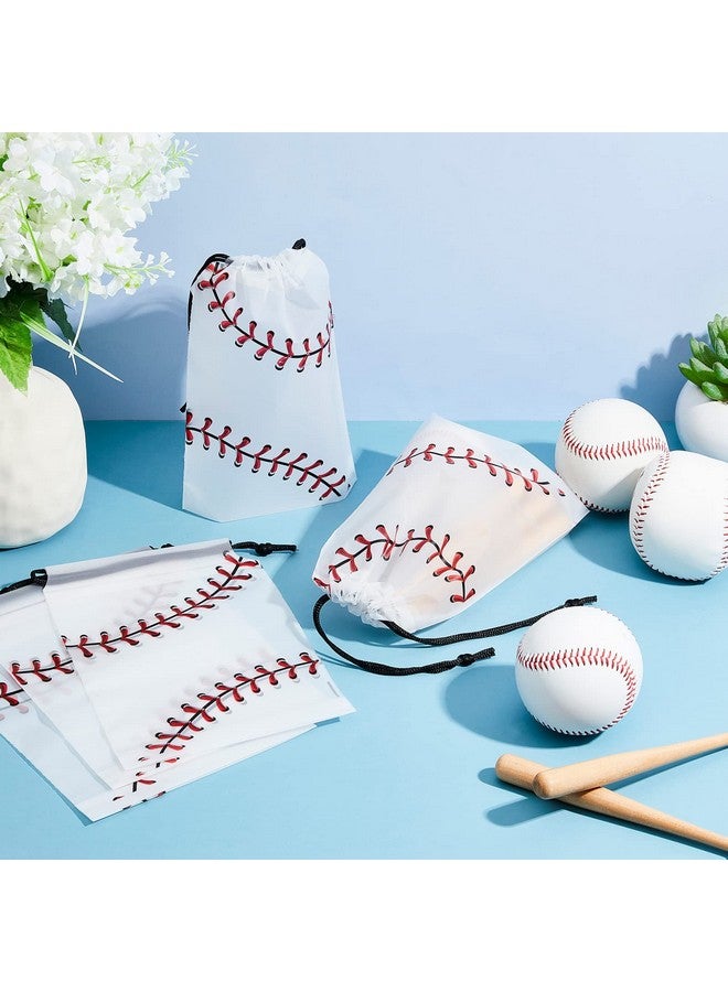 Flutesan 50 Pack Drawstring Baseball Party Favor Bags Plastic Baseball Snack Bags Baseball Goodie Bags Baseball Gift Bags for Kids Boys Birthday Baseball Theme Party Supplies, 6 x 8 Inch (Baseball A) - Image 5