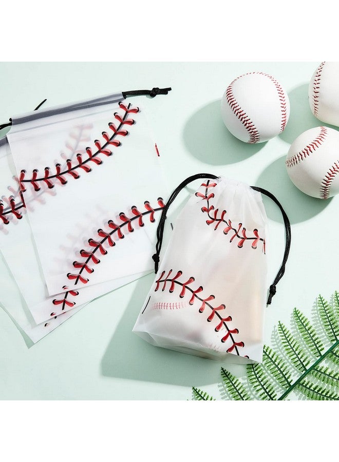 Flutesan 50 Pack Drawstring Baseball Party Favor Bags Plastic Baseball Snack Bags Baseball Goodie Bags Baseball Gift Bags for Kids Boys Birthday Baseball Theme Party Supplies, 6 x 8 Inch (Baseball A) - Image 4