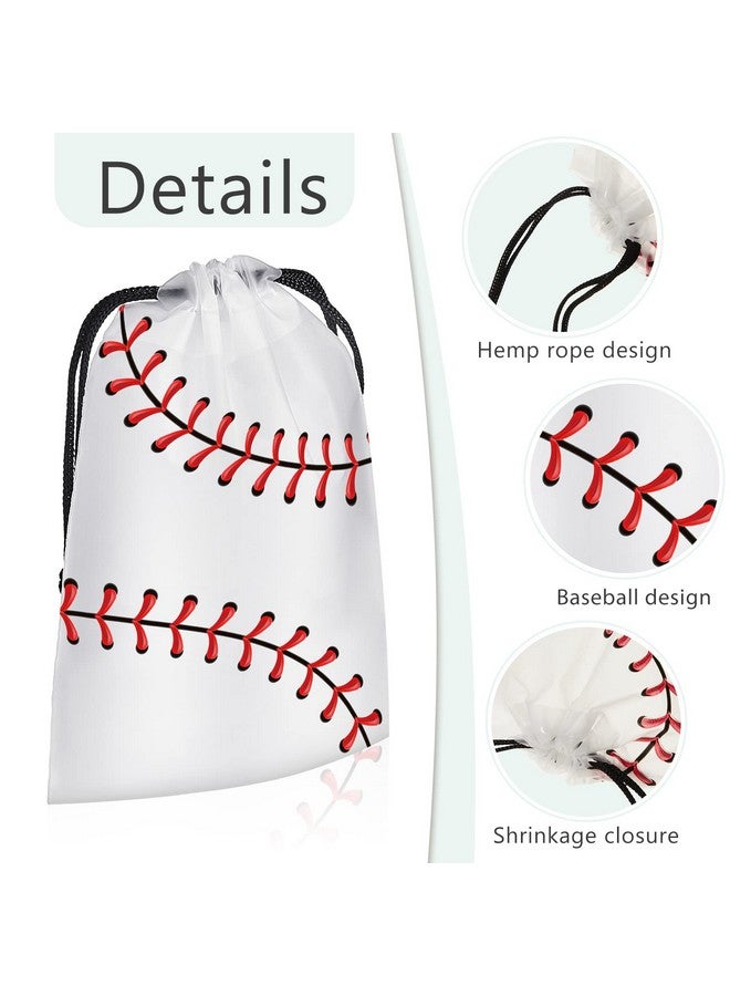 Flutesan 50 Pack Drawstring Baseball Party Favor Bags Plastic Baseball Snack Bags Baseball Goodie Bags Baseball Gift Bags for Kids Boys Birthday Baseball Theme Party Supplies, 6 x 8 Inch (Baseball A) - Image 3