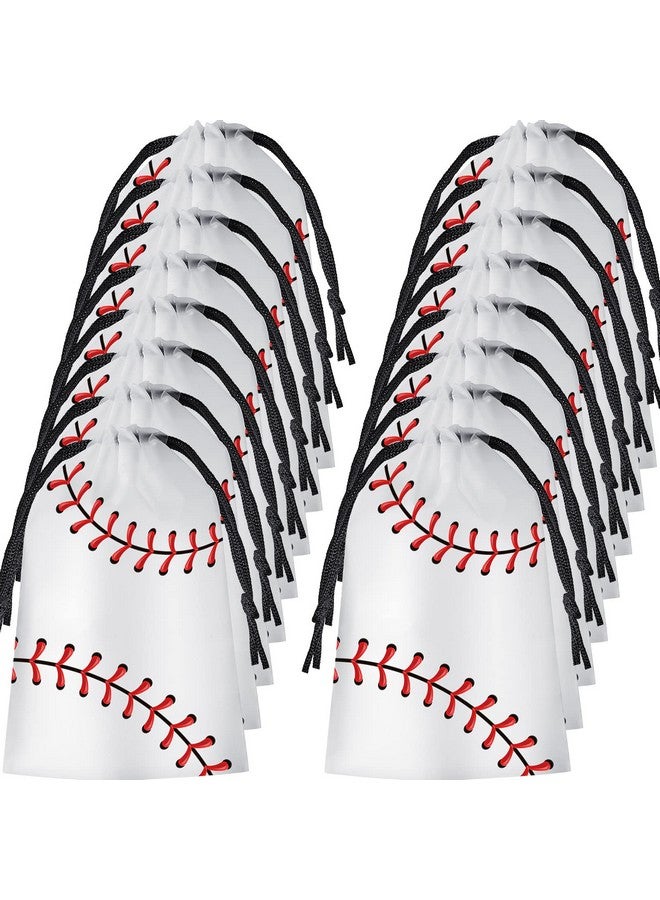 Flutesan 50 Pack Drawstring Baseball Party Favor Bags Plastic Baseball Snack Bags Baseball Goodie Bags Baseball Gift Bags for Kids Boys Birthday Baseball Theme Party Supplies, 6 x 8 Inch (Baseball A) - Image 1