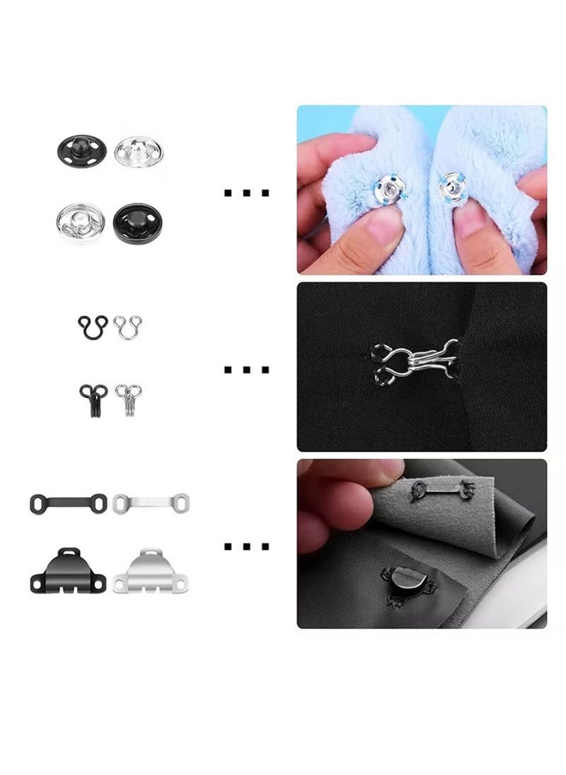 Generic - 3 Styles Skirt Hooks and Eyes Sewing Hook Sewing Snaps Clothing Tools with Metal Snaps Buttons Fasteners Press Studs for Trousers Skirt Dress Bra Sewing DIY Crafting, 2 Colors, 50 Pair, 100 PCS - Image 1