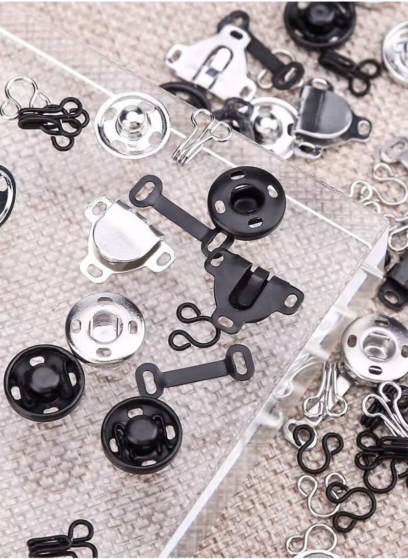 Generic - 3 Styles Skirt Hooks and Eyes Sewing Hook Sewing Snaps Clothing Tools with Metal Snaps Buttons Fasteners Press Studs for Trousers Skirt Dress Bra Sewing DIY Crafting, 2 Colors, 50 Pair, 100 PCS - Image 1