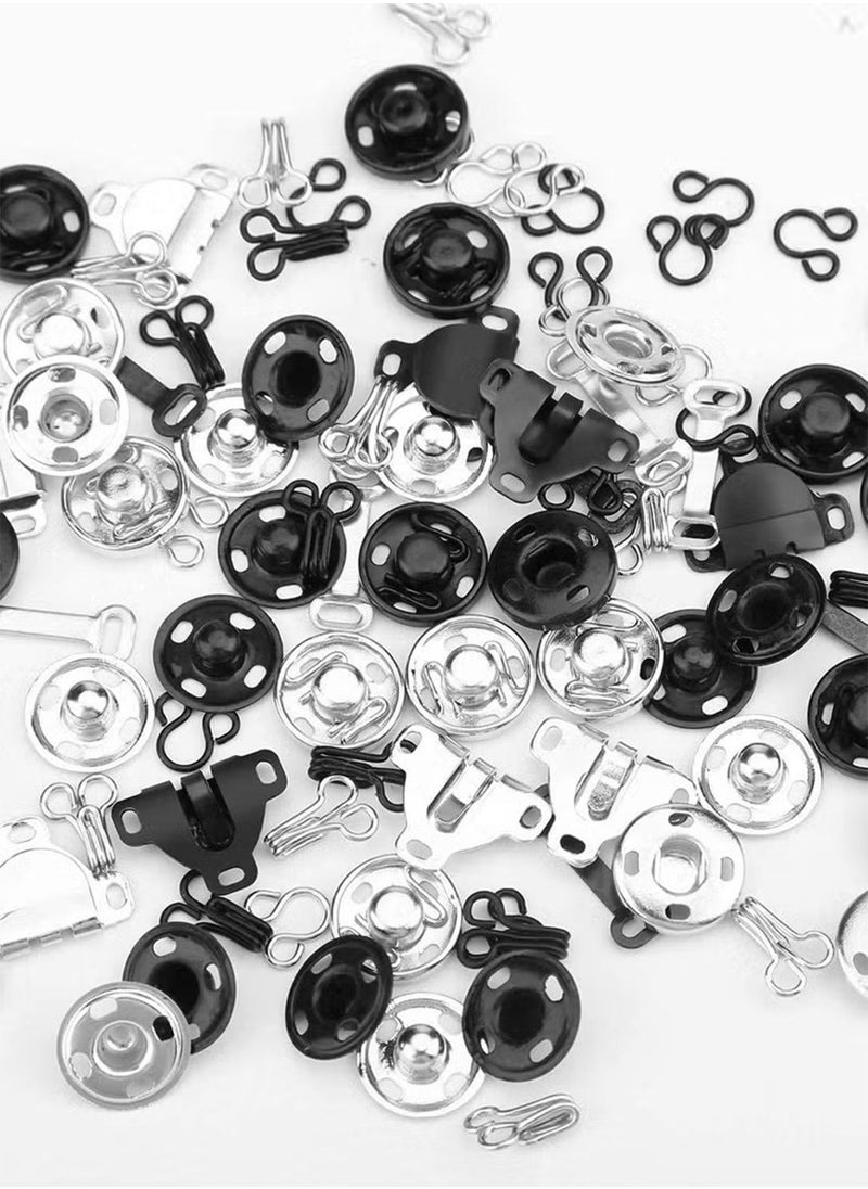 Generic - 3 Styles Skirt Hooks and Eyes Sewing Hook Sewing Snaps Clothing Tools with Metal Snaps Buttons Fasteners Press Studs for Trousers Skirt Dress Bra Sewing DIY Crafting, 2 Colors, 50 Pair, 100 PCS - Image 1