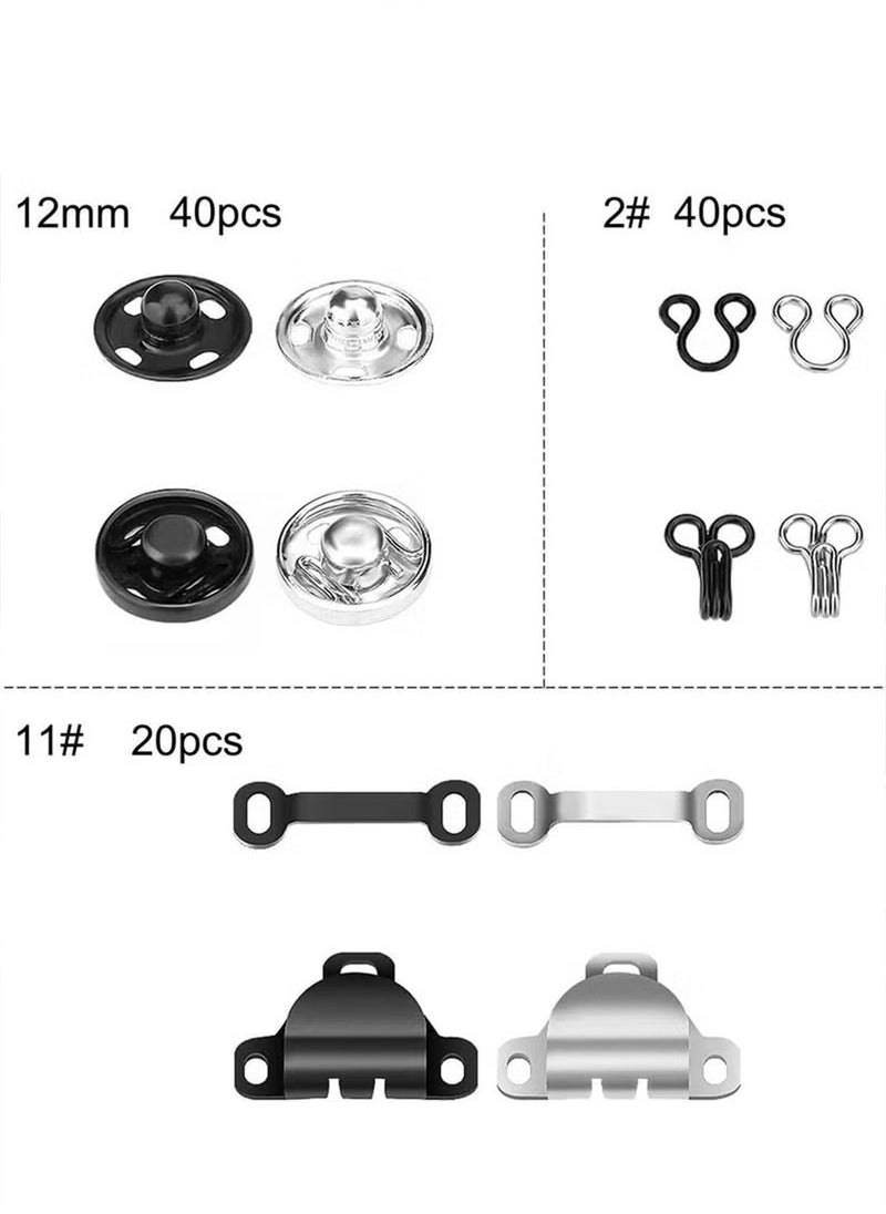 Generic - 3 Styles Skirt Hooks and Eyes Sewing Hook Sewing Snaps Clothing Tools with Metal Snaps Buttons Fasteners Press Studs for Trousers Skirt Dress Bra Sewing DIY Crafting, 2 Colors, 50 Pair, 100 PCS - Image 1