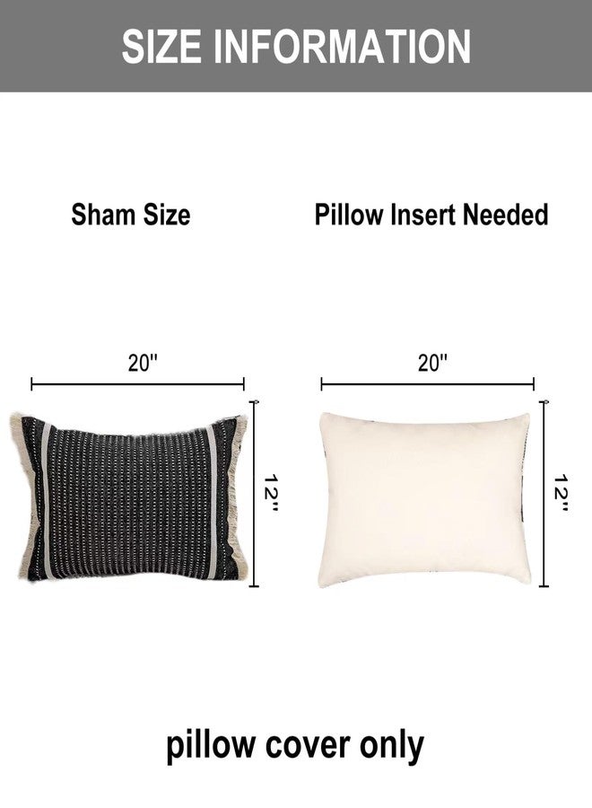 OJIA Modern Throw Pillow Cover with Tassels, Decorative Liana Fringe Accent Cushion Case, Farmhouse Woven Pillowcase for Sofa Chair Couch Bed Decor (Lumbar 12 x 20 Inches, Black) - Image 4