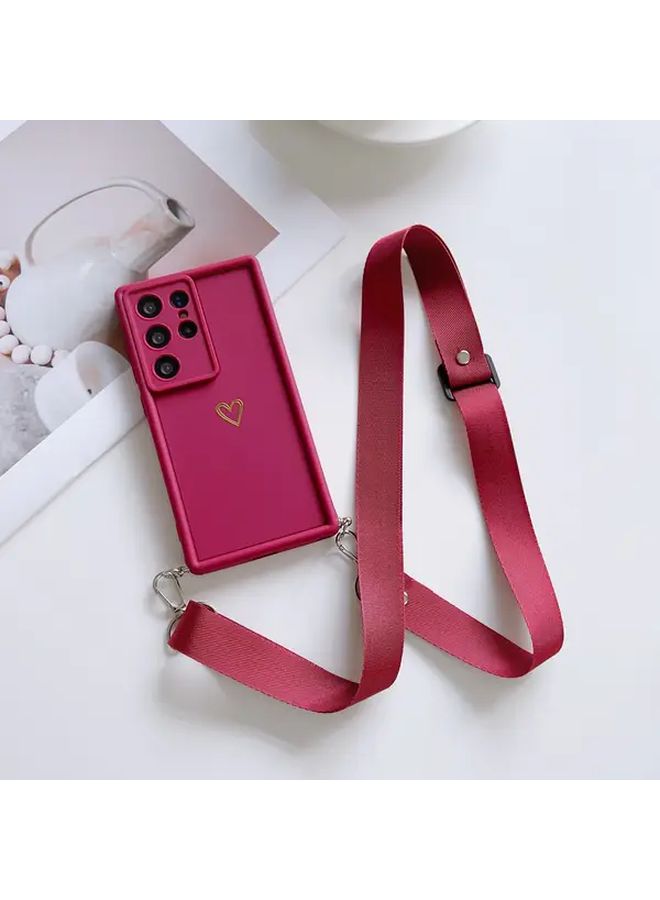 Minimalist Heart With Flat Strap Phone Case Protection Cover Compatible With Samsung Galaxy S24 FE Pink Color Perfect Birthday Gift Suitable For Shopping And Travel - Image 4