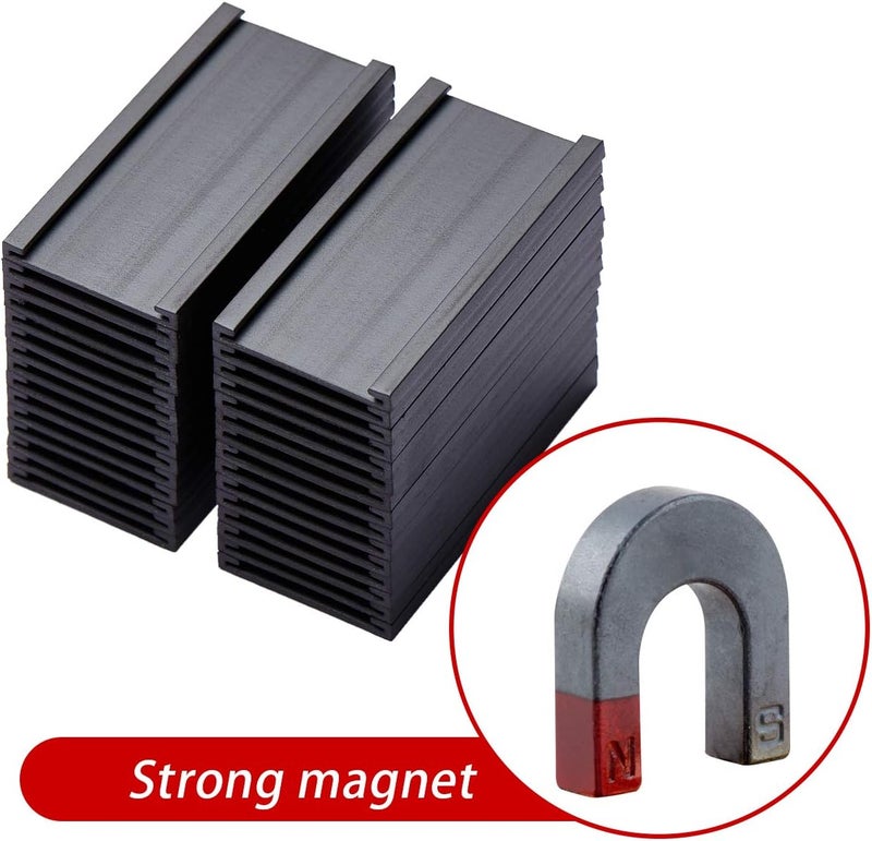 EEOYU Magnetic Label Holders with Magnets Magnetic Data Card Holders with Clear Plastic Protectors for Metal Shelf, Whiteboard, Set of 50 (1 x 2 Inch) - Image 3