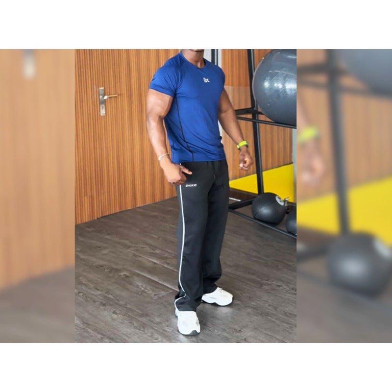 BROKIG Mens Open Bottom Jogger Pants, Straight Leg Casual Stretch Sweatpants Sport Loose Fit Sweat Pants With Zip Pocket - Image 3