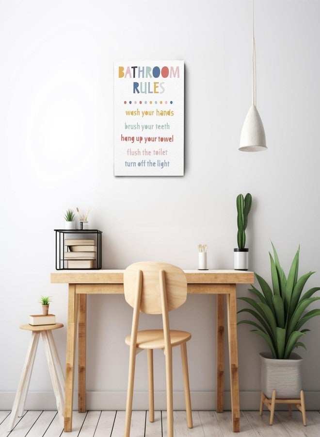 Ryeolo Bathroom Rules Wall Art Prints, Funny Kids Bathroom Rules Signs Canvas Prints Wall Art 11X15 Inches, Kids Bathroom Decor, Toddler Bathroom Decor - Image 3