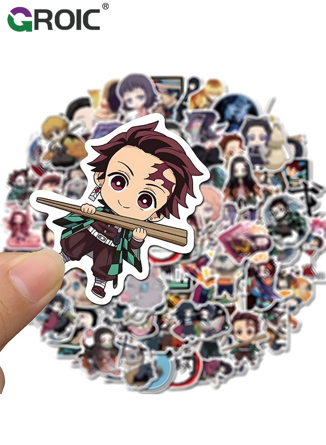 GROIC 100Pcs Demon Slayer Sticker, Anime Cartoon Decal for Kids, Anime Demon Slayer Stickers for Teen Water Bottle, Waterproof Vinyl Decal for Laptop Phone Skateboard - Image 4