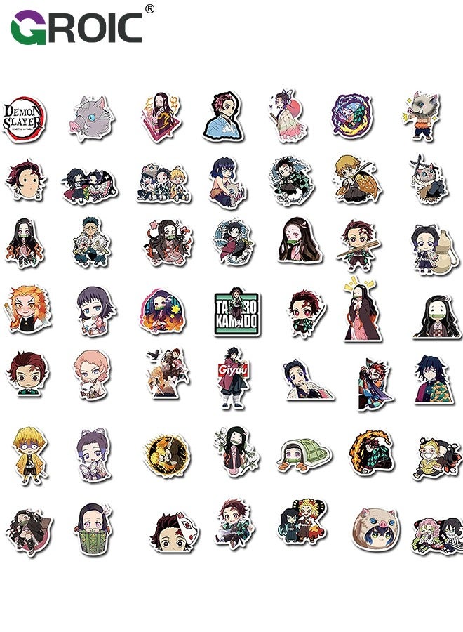 GROIC 100Pcs Demon Slayer Sticker, Anime Cartoon Decal for Kids, Anime Demon Slayer Stickers for Teen Water Bottle, Waterproof Vinyl Decal for Laptop Phone Skateboard - Image 2