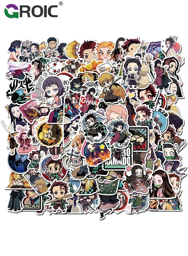 GROIC 100Pcs Demon Slayer Sticker, Anime Cartoon Decal for Kids, Anime Demon Slayer Stickers for Teen Water Bottle, Waterproof Vinyl Decal for Laptop Phone Skateboard - Image 3