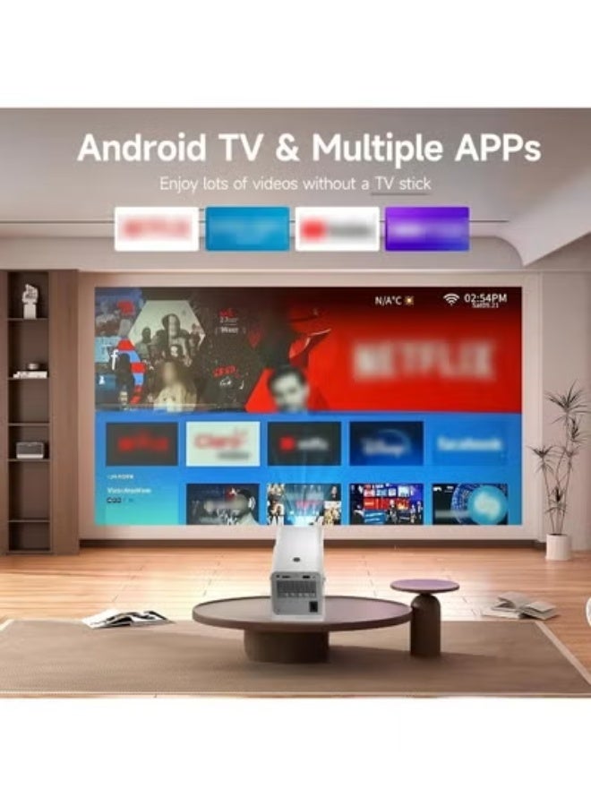 Smartbarry Mini Smart 4K Projector – Portable Android 11 Video Projector with WiFi & Bluetooth, 1080P Native Resolution, 180° Rotatable Adjustment, Automatic Keystone, Compact Home & Outdoor Cinema – White - Image 5