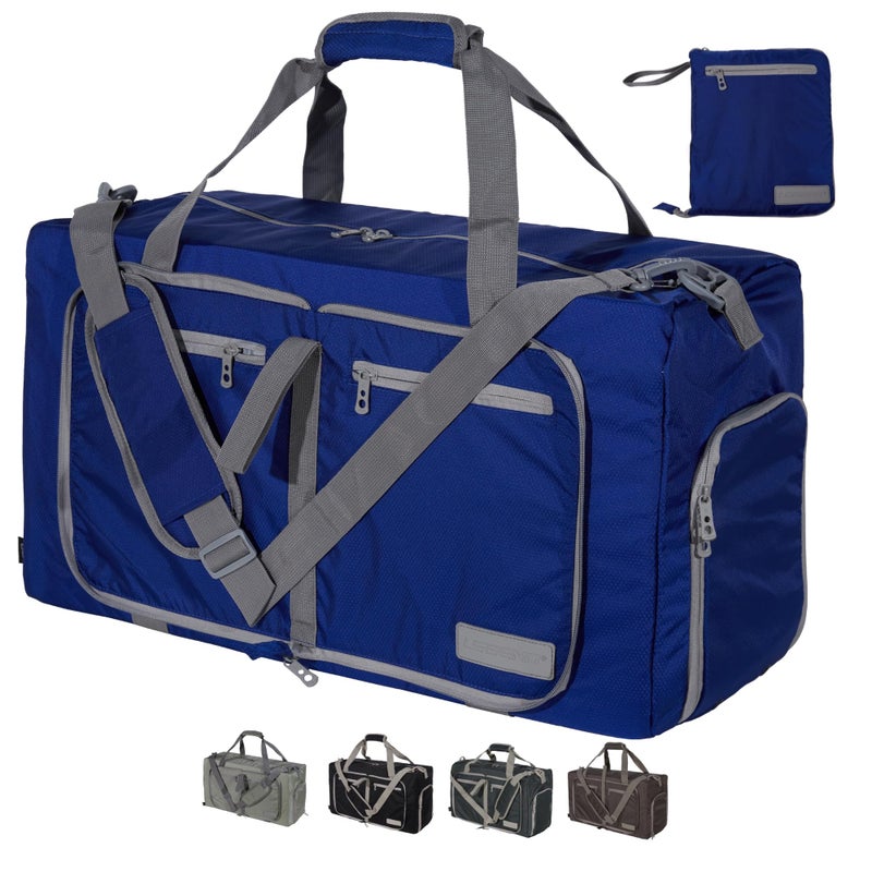 LEGEND Foldable Duffle Bag for Travel - Waterproof Travel Duffel Bags with Shoe Compartment, Lightweight Folding Bag for Overnight, Large Capacity Collapsible Duffle for Men & Women - 60L Royal Blue - Image 1