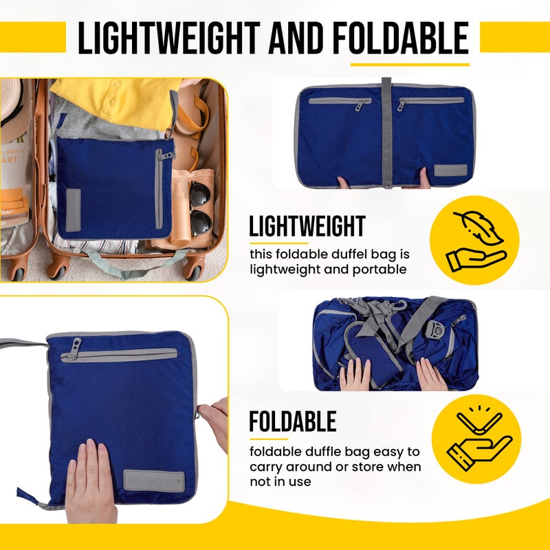 LEGEND Foldable Duffle Bag for Travel - Waterproof Travel Duffel Bags with Shoe Compartment, Lightweight Folding Bag for Overnight, Large Capacity Collapsible Duffle for Men & Women - 60L Royal Blue - Image 2