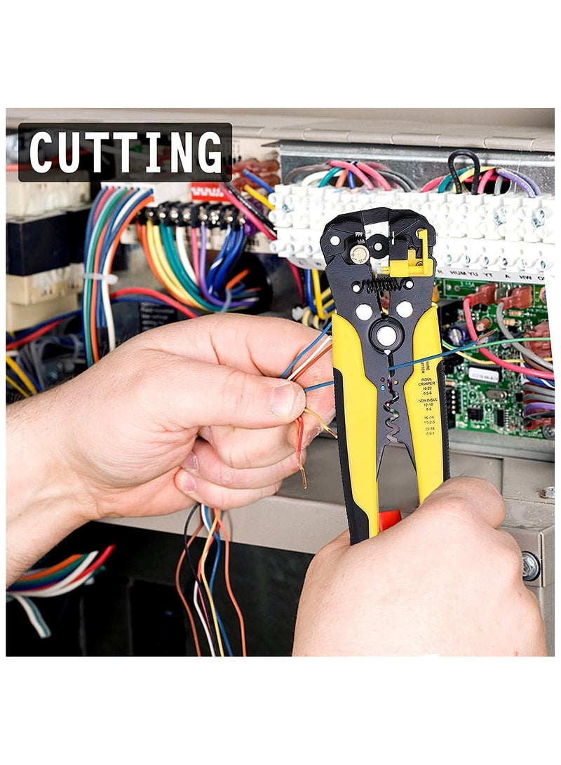 ALASAMCO Wire Stripper,AWG10-24 Professional Cable Stripper Plier 3-in-1 Hand Tool Self-Adjusting Cable Stripper,Automatic Wire Cutter and Terminal Crimper,Yellow - Image 3