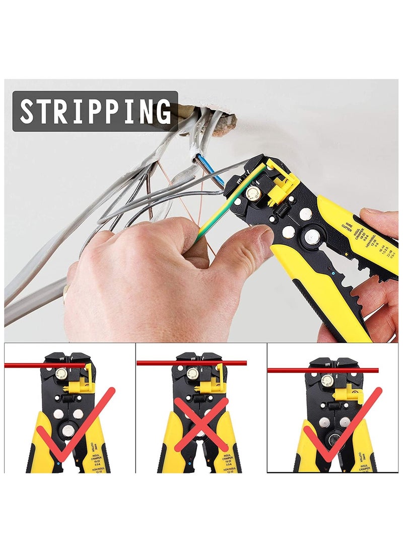 Wire Stripper,AWG10-24 Professional Cable Stripper Plier 3-in-1 Hand Tool Self-Adjusting Cable Stripper,Automatic Wire Cutter and Terminal Crimper,Yellow - pzsku/Z2BBC954C401054BE5126Z/45/_/1739544733/4fc5e3c0-ed11-4692-951e-d6153b4a9fc7