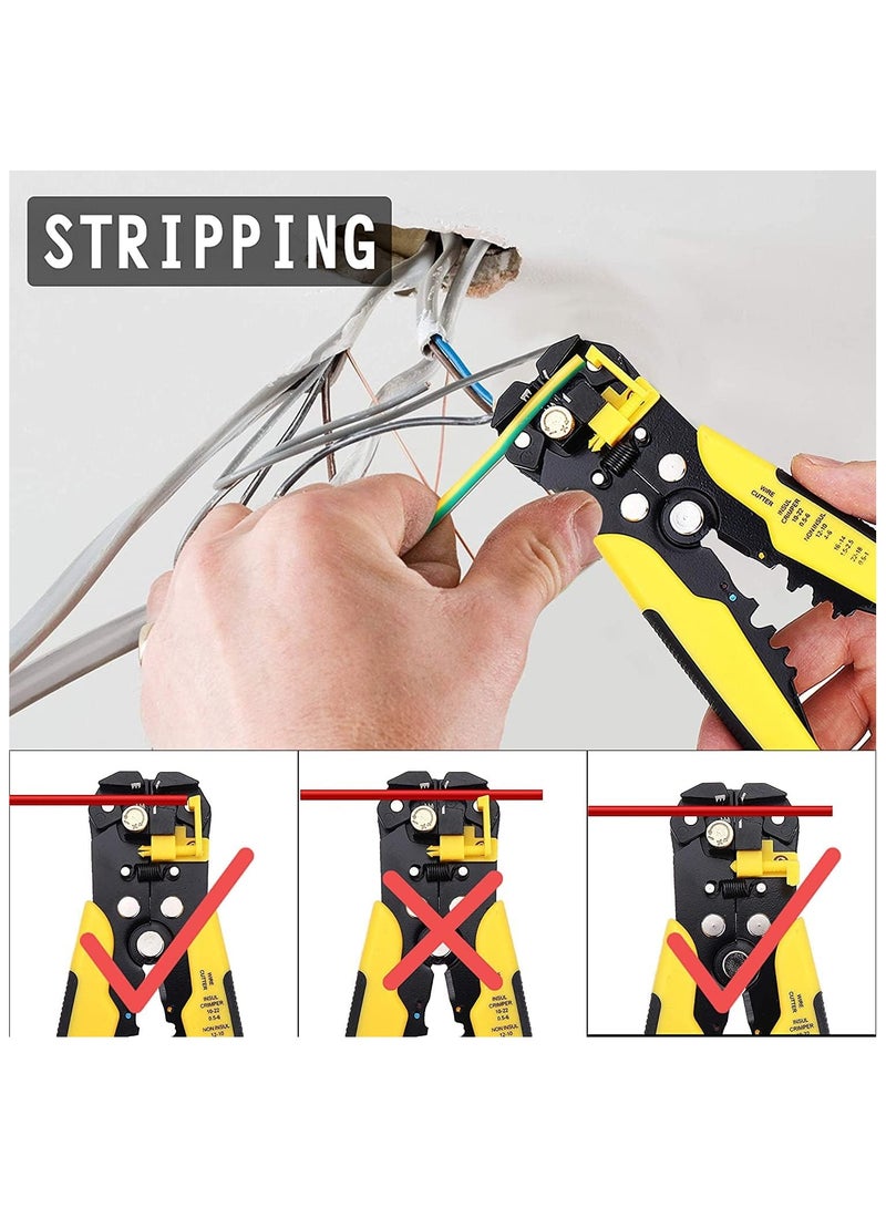 ALASAMCO Wire Stripper,AWG10-24 Professional Cable Stripper Plier 3-in-1 Hand Tool Self-Adjusting Cable Stripper,Automatic Wire Cutter and Terminal Crimper,Yellow - Image 5