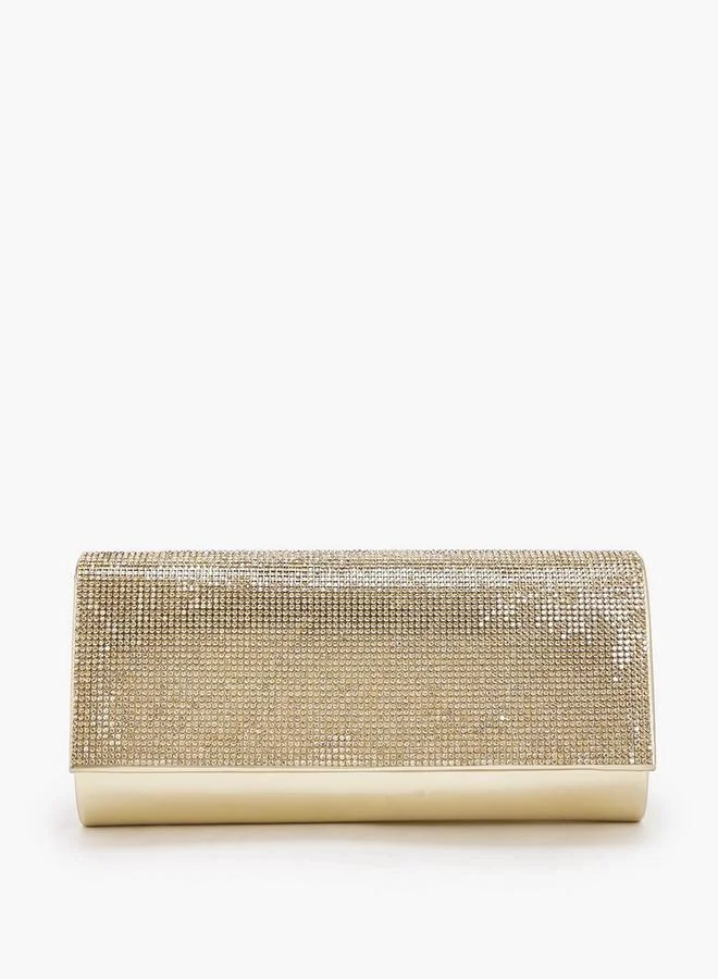 Paprika Embellished Clutch With Chain Strap