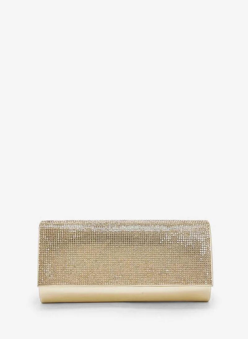 Paprika Embellished Clutch With Chain Strap