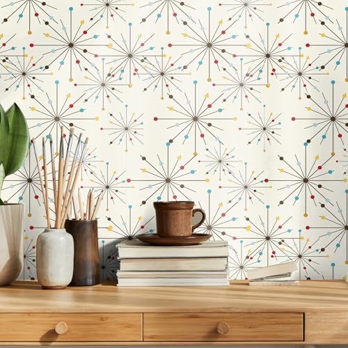 MotiMind Mid Century Wallpaper 1575 x 118 Mid Century Modern Peel and Stick Wallpaper Atomic Retro Wall Decals1950S for Bedroom Drawers Cabinets Wall Decor - Image 1