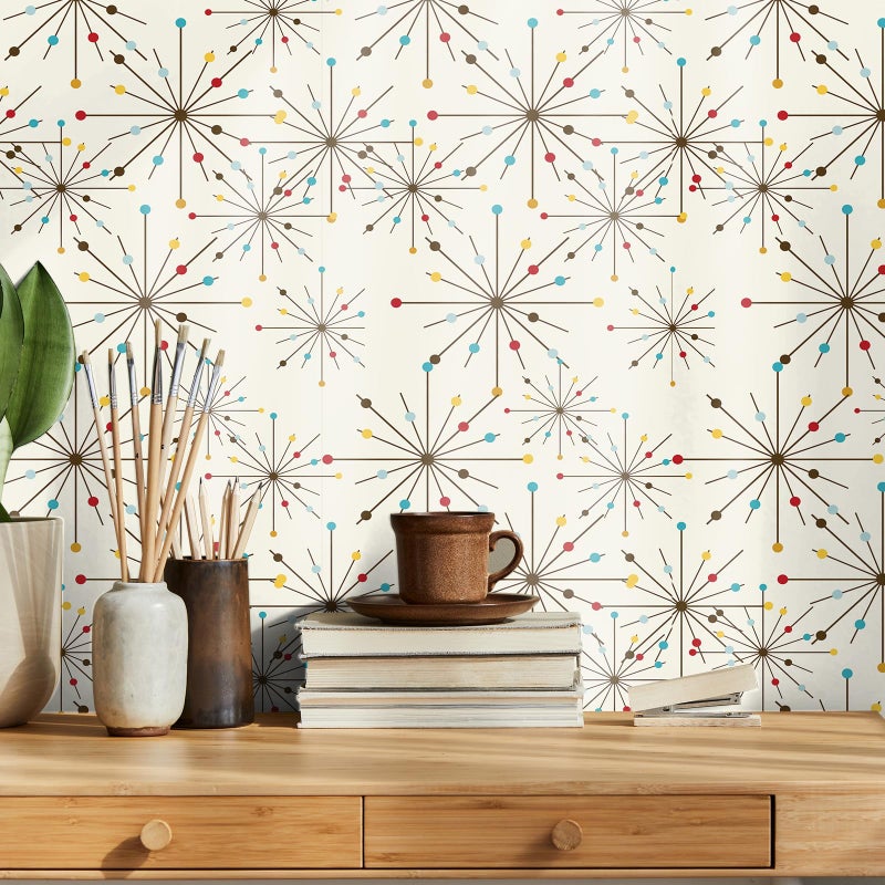 MotiMind Mid Century Wallpaper 1575 x 118 Mid Century Modern Peel and Stick Wallpaper Atomic Retro Wall Decals1950S for Bedroom Drawers Cabinets Wall Decor - Image 2