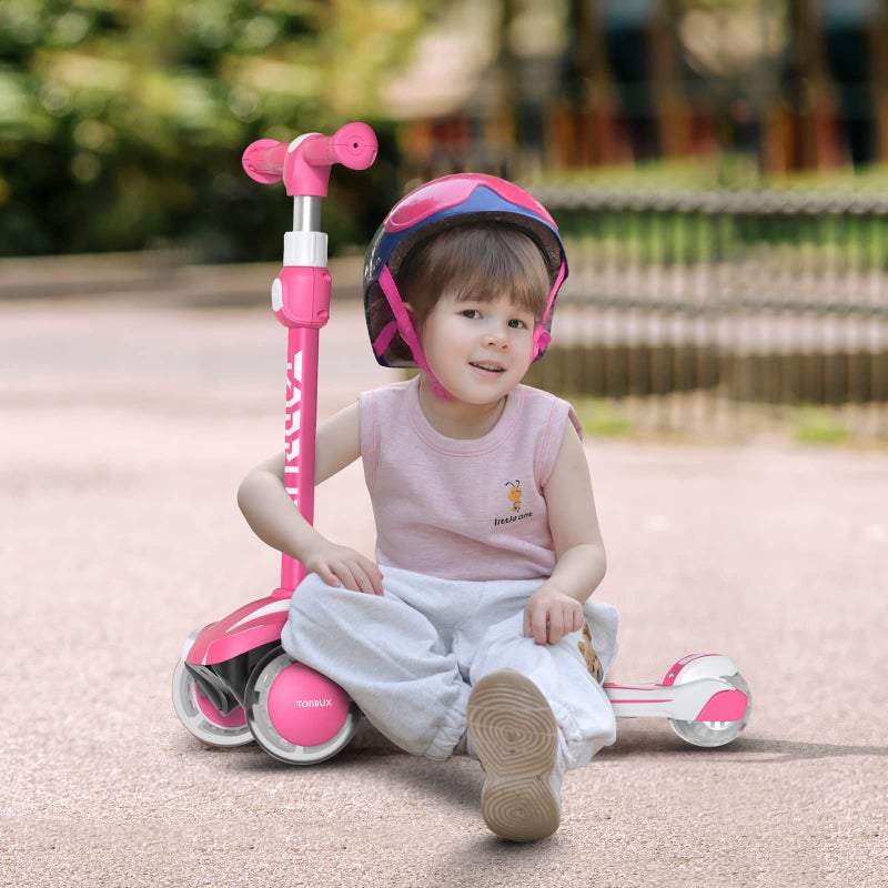 TONBUX Kids Scooter for Age 3-12, Toddler Scooter with 4 Adjustable Heights, Light Up 3-Wheels Scooters, Shock Absorption Design, Lean to Steer, Balance Training Scooters for Kids - Image 5