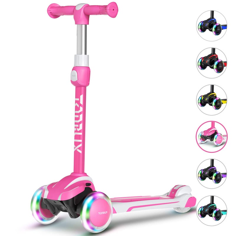 TONBUX Kids Scooter for Age 3-12, Toddler Scooter with 4 Adjustable Heights, Light Up 3-Wheels Scooters, Shock Absorption Design, Lean to Steer, Balance Training Scooters for Kids - Image 1